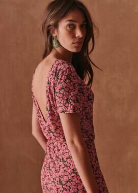 Sezane Luce Dress Midi Women's Small Pink Floral